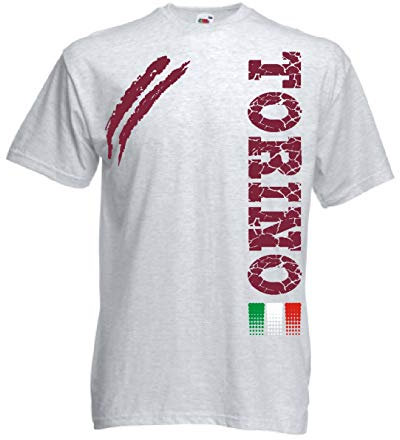 Vestipassioni t-Shirt Torino Tifosi Ultras Calcio Sport dalla S alla 3XL e 4 Colori Disponibili …(XL, Grigio)
