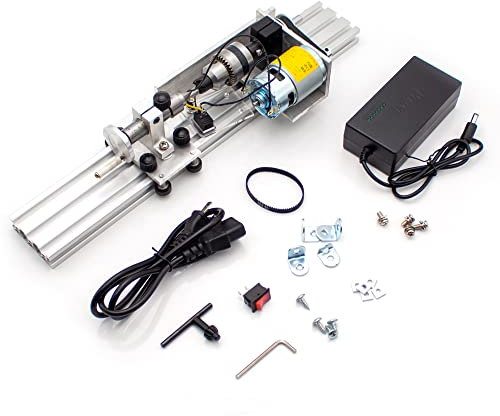 Jieotwice Multifunktionale Mini Drehbank einstellbare Mini Schleifmaschine Holzbearbeitung Drehmaschine mit B12 1,5-10MM Futter, 775 80W Motor