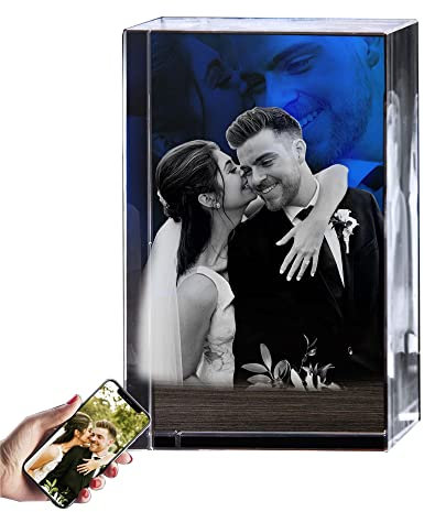 Photo personnalisée Cube de Cristal 3D Image personnalisée dans des Cadres Photo rectangulaires en Cristal gravés à l'eau-Forte Personnalisé Art Décor Cadeau pour Anniversaire de Mariage Anniversaire