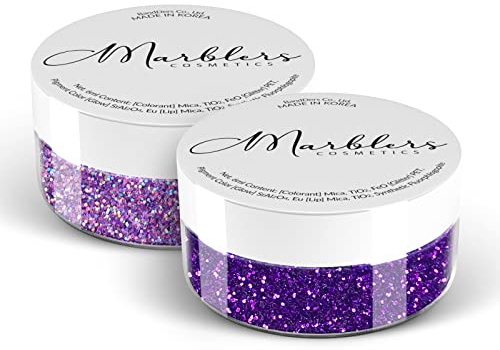 MARBLERS Cosmetic Grade Fine Glitter Duo [Holo Purple & Amethyst] 0.36oz (10g) | Non-Toxic | Vegan | Cruelty-Free | Eyeshadow, Nail Polish, Nail Art | Festival, Rave & Party Makeup | Body & Face