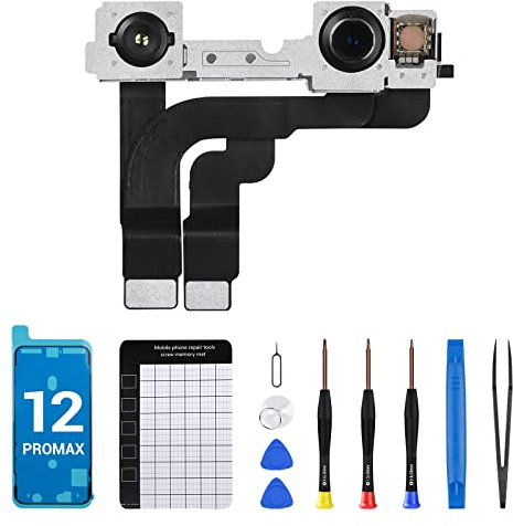 Für iPhone 12 Pro Max Frontkamera Ersatz für 12 MP New Face Front Kamera Teil Facing Lens Module Transmitter Light Receiver Flex Cable Connector Repair Fix Tools Kit for A2342 A2410 A2411 A2