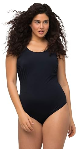 Ulla Popken Damen, extraweiches Futter, seitliche Raffung Badeanzug, Marine, 46-48