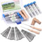 Benlay 63PCS Nadel Filznadeln Mit Hölzernen Griffen, Wolle Filzen Werkzeugsatz Mit 60PCS Nadelfilzen 2-Einzelfilz Nadelgriff Fingercots, 4-Größen Filznadeln Passend Für Verschiedene Filzprojekte
