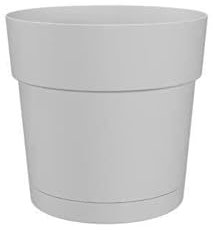 Artevasi Pot a Fleurs et Plantes Rond Capri Large - Plastique - Réservoir d'eau - diametre 35 cm - Blanc