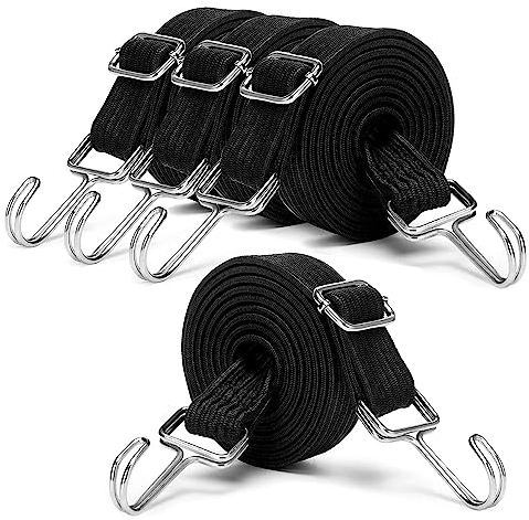 TAIANJI Spanngummi Verstellbar mit Haken Extra Lang, 4 Stück Spanngummi mit Haken 200cm, Expander mit Haken Maximale Dehnung 5m mit Ausreichender Elastizität