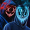 OUILA LED Halloween Maske, 2 Pack Neon Leuchtmaske mit 3 Leuchtmodi für Herren, Damen, Cosplay, Halloween, Karneval, Maskerade Party (2 Halloween Masken)