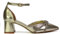 Womens Wedding Shoes Block Low Heel Ladies Ankle Strap Pointed Toe Sparkly Diamante Trim Gold Bridal Evening Party Court Shoes 4