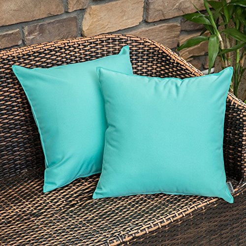 MIULEE 2er Set Outdoor Kissenbezug wasserdichte Kissenbezüge Sofakissen Dekorativ Couchkissen Wetterfeste Kissenhülle Zierkissen Bezug Weich für Sofa Couch Outdoor Garten Balkon 40x40 cm Hellgrün