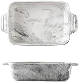 Lata for asar esmaltada, juego de bandejas for hornear, fuente for hornear de porcelana, bandeja for horno, bandeja for hornear, bandejas for lasaña, textura, juego de 2,12 pulgadas (tamaño: 10 pulgad