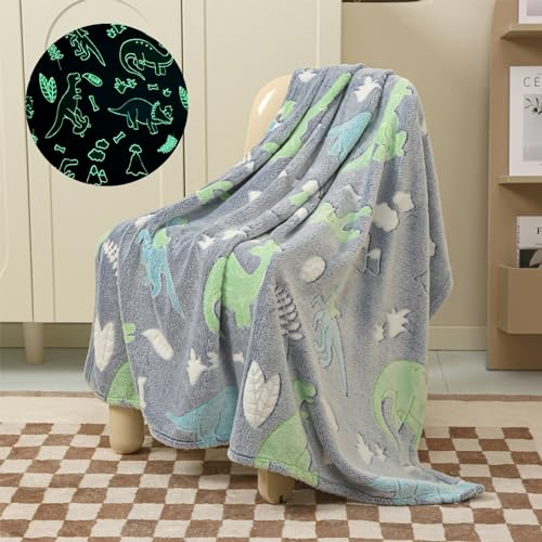 Dinosaurier Decke Leuchtend Im Dunkeln Geschenke Geschenkideen Jahre Fleecedecke Leuchtet Im Dunkeln Flauschig Fleecedecke Wohndecke Dino Spielzeug FüR Kuscheldecke Kinder Jungen,150 X 150 Cm
