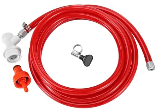 Dbgogo 5 Feet Ball Lock Disconnect Gas Tubing Line Plastic Carbonation Cap Kit for Soda Beer PET Bottle CO2 Regulator Keg Tap with Stainless O.D 5/16'' Barb Brewing Hose Clamp Homebrew Sealing Gasket