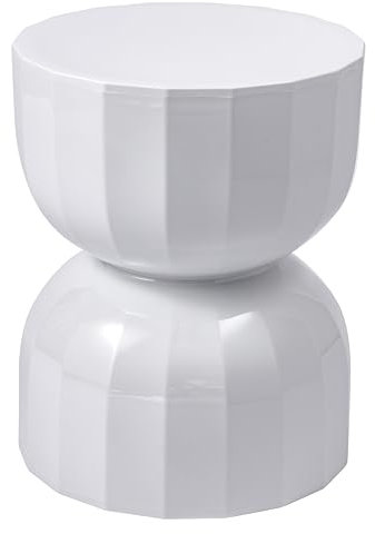 Baroni Home Tabouret en Acrylique Moderne en Forme de sablier, Tabouret Rond Hexagonal en Polycarbonate pour Le Salon, la Chambre à Coucher, la Cuisine, 36x36x45 cm (Blanc)