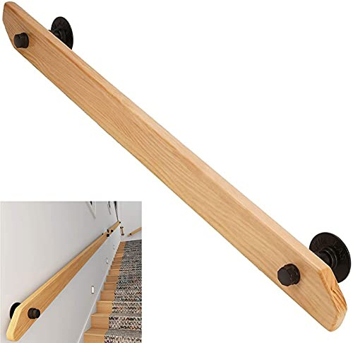 1ft-20ft Stairs Railing, Wood Handrail for Indoor Stairs, Wall Mounted Non-Slip Staircase Handrail Safety Rails Lofts Corridor Support Grab Bar for Elderly, Home Garden Decking Railings (Size : 3ft)