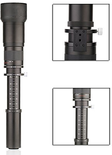 Ultra Telephoto Zoom Lens HUIOP 650-1300mm F8.0-16 Ultra Telephoto Zoom Lens with T-Mount for Canon DSLR Camera