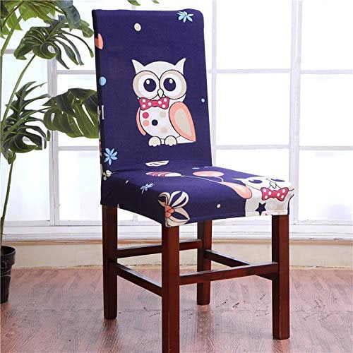 Stuhlhussen Eule Süßes Lila Stuhlbezug Stretch Abnehmbare Stuhlhussen Schwingstühle für Küche Hotel Restaurant Bankett Hochzeit Hussen für Stühle Waschbar Stuhlhusse(2er Set)