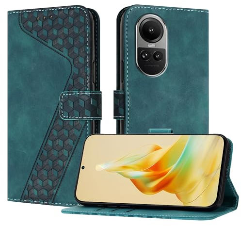 YIRRANZD Coque pour Oppo Reno 10 / Reno 10 Pro 5G, Étui Housse Protection en Cuir PU [Pochette de Portefeuille] [Magnétique], Antichoc Etui à Rabat (Vert)