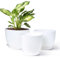 Gardrium (22,9-20,3-19 cm Lot de 3 Pots de Fleurs en Plastique avec Soucoupe, Cache-Pots Ronds en Plastique avec Trous de Drainage, pour l'intérieur et Le Balcon, Blanc