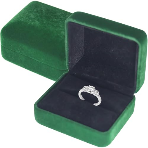 AIVEKAIR Ringschatulle, Samt Ring Box Schmuck Display Ringschachtel 64 x 52 x 36mm Samtringe Ohrringe Etui Anhänger Boxen für Heiratsantrag, Hochzeit, Valentinstag, Geburtstag (grüner)