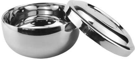 LNQ LUNIQI 1 bol à raser en acier inoxydable avec couvercle - Grand bol à savon de rasage pour homme - En métal argenté - Pour la maison, la salle de bain, le salon de coiffure