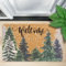 CaySep Fußmatte mit Weihnachtsmotiv für den Winter, Outdoor, Schneeflocke, Kiefernbaum, künstliche Kokosfaser, rutschfeste Unterseite, Urlaubsdekoration
