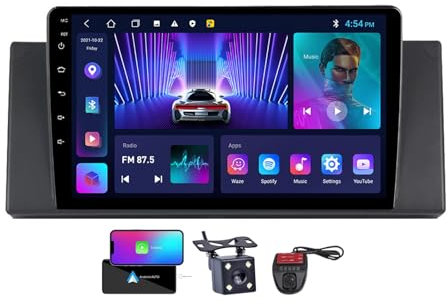 ZZPHKK Android 13 Car Radio für BMW X5 E39 E53 1999-2006 Wireless Carplay Android Auto 9 Zoll Touchscreen DSP Multimedia Player GPS Navigation Bluetooth 5.0 FM/RDS SWC + Reversing Camera(NF-2)