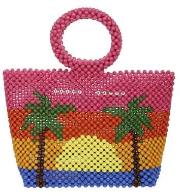 MC2 Saint Barth Beaded Big Bag Palms, borsetta con perline, rosa multicolore, multicolore