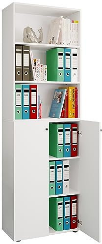 VCM Büroschrank mit 6 Fächern | Büroregal | moderner Aktenschrank mit Drehtüren | Maße ca. H. 220 x B. 70 x T. 40cm – Lona 6-Fach