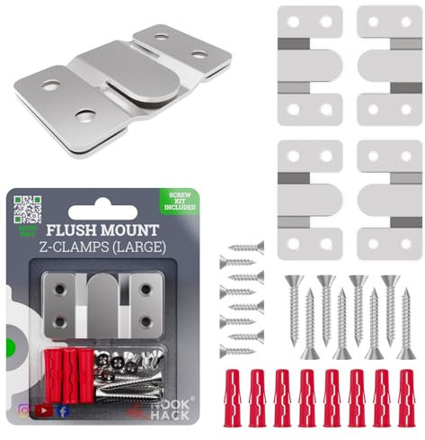 Nook Hack Z-Clamps Large [2 Pairs] | Interlocking Heavy Duty Picture Hanging Fittings