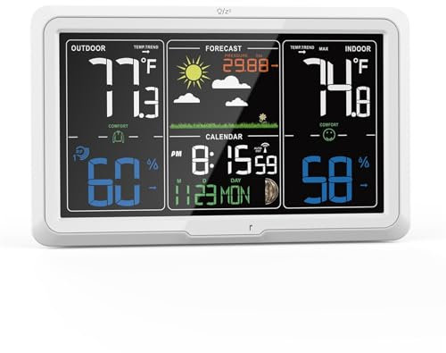 Weather Station, Weather Station Clocks Wireless Digital LED Calendars Table Clock With Temperature And Humidity Monitor Forecast,for Home Garden(Bianco)