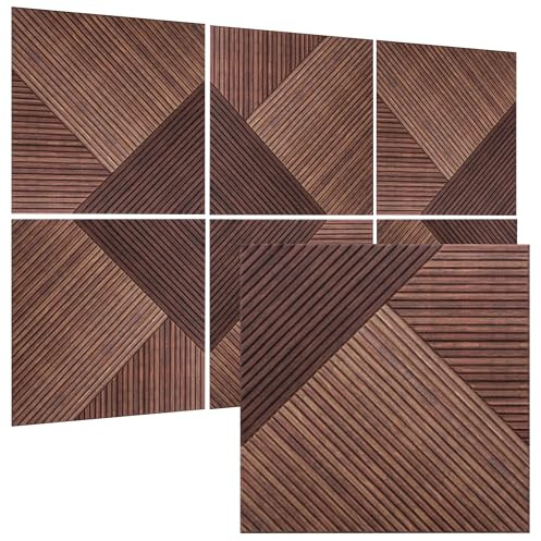 TO-TH Sound Proofing Panel Peel and Stick Wall Panels 6Pack, Red Sandalwood | Self-Adhesive Acoustic Panels, Reduce Noise, 23.6x23.6, 100% Polyester Fiber, Wood Look Decorative Wall Panel for Studio