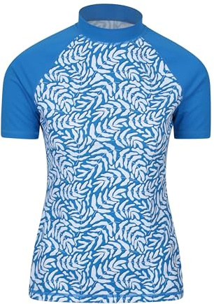 Mountain Warehouse Womens Patterned Rash Vest - UPF50+ Sun Protection, Rash Guard, Quick Drying, Flat Seams Swimwear, Stretch Top- for Spring Summer, Swimming Bright Blue (Patterned) 6