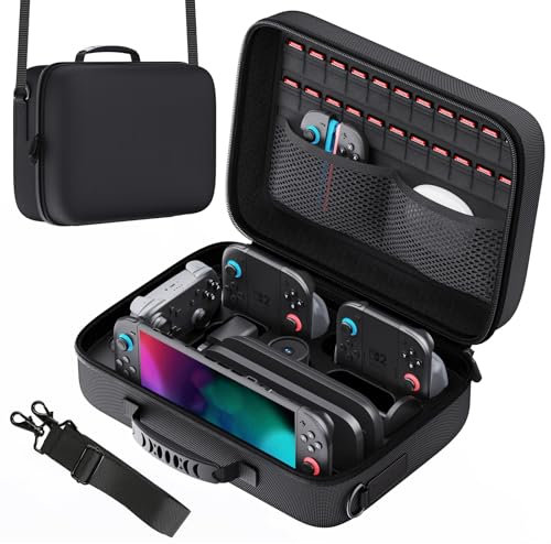 Lmcpa Carrying Storage All in One Case for Nintendo Switch 2,Portable Hard Shell Protection Travel Case with 22 Game Card Slots, Large Space Dustproof Carrying Bag for Switch 2 Accessories,Black