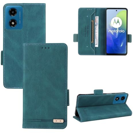 Phone Accessory For Motorola Moto G04/G24 Wallet Case,PU Leather Flip Folio Case with Card Holders [Shockproof TPU Inner Shell] Phone Cover, Magnetic Closure Protection Case Phone Cover(Green)