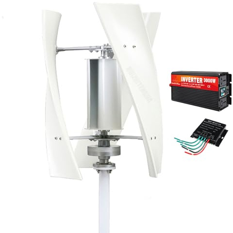 HUIZHITENGDA 3000W 220V Windturbinen-Generator, Windkraft-Kit mit 3 Rotorblättern und Wechselrichter-Konverter, geräuscharmer Windgenerator für den Heimgebrauch, für netzferne Systeme,12v