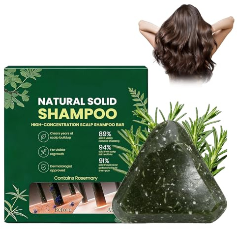 Bio-Shampoo gegen Haarausfall,stärkt mit Rosmarinöl,festes Pflegeshampoo,pflanzliches festes Shampoos,Korean Scalp Revival Bar,Rosmarin&Aminosäuren stärkendes Anti-Haarausfall-Shampoos-Riegel 1 Stück