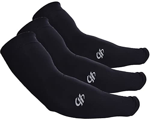HOPESHINE Arm Cooling Sleeves UV Sun Protection Arm Sleeves Cycling Sports Basketball Sleeves for Men&Women (3-Pairs Black)