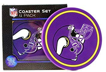 The Northwest Company Herren NFL Minnesota Vikings Helm Logo Untersetzer, 4er Pack, lila, 4,5