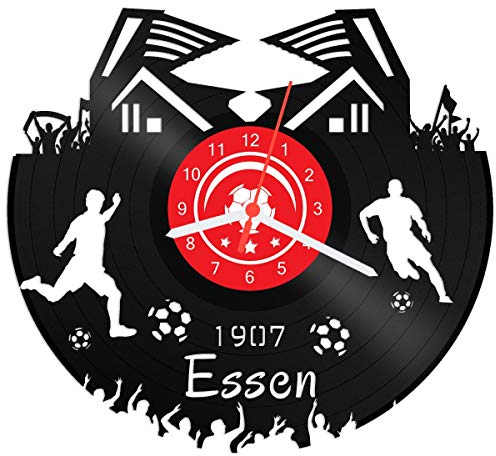 GRAVURZEILE Schallplattenuhr Essen - 100% Vereinsliebe - Upcycling Design Wanduhr aus Vinyl Made in Germany