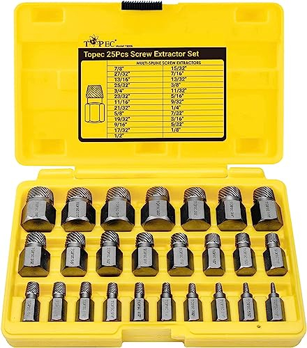LANNIU Lot de 25 extracteurs de vis à tête hexagonale multi-cannelures - Extracteur de boulons en acier à haute teneur en carbone - faciles à retirer