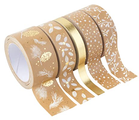 Rubans adhésifs décoratifs Washi Tape - Or/Blanc