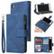 UEEBAI Wallet Case for iPhone 7/8/SE 2022 5G/SE 2020, Premium PU Leather Magnetic Handbag Zipper Case Kickstand Card Slots Wrist Strap Flip Cover for iPhone SE3/SE2 - Blue