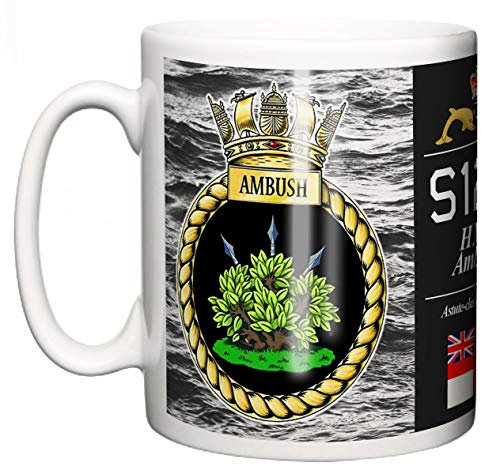 Royal Navy HMS Ambush Tasse en céramique Astute Class Attack Sous-marin Nom Pennant S120