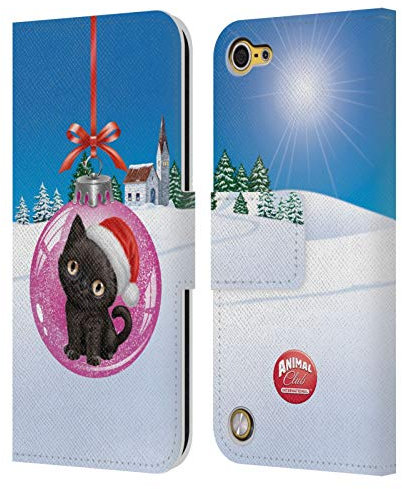 Head Case Designs Offizielle Animal Club International Katze 2 Weihnachts Kugeln Leder Brieftaschen Handyhülle Hülle Huelle kompatibel mit Apple iPod Touch 5G 5th Gen