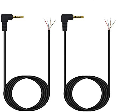 PNGKNYOCN Cavo audio da 2,5 mm stereo a 4 pin maschio a cavo nudo, connettore jack stereo da 2,5 mm, KANGPING per cuffie, microfono, riparazione cavi (2 pezzi)