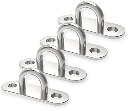 everlar® Premium Augplatte Edelstahl A2 I 4 STK. I Wandöse M45 I Augplatten mit Öse für zahlreiche Anwendungsbereiche I Witterungsbeständige Augenplatte