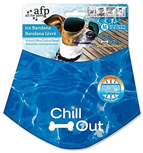 ALL FOR PAWS Kühlendes Halstuchband für Hunde, EIS-Hundehalstuch, kühlendes Hundehalstuch, blaues Hundehalsband, Katzenhalsband, Nackenkühler, Nackenkühlung