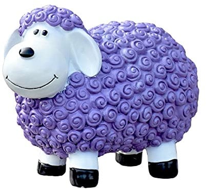 Geschenkestadl Gartenfigur Schaf wetterfest 23 cm hoch Tier Figur (Lila)