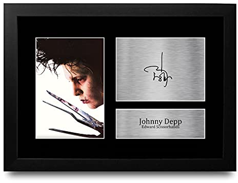 HWC Trading FR A4 Johnny Depp Edward Scissorhands Geschenke Gedruckt, Signiert Autogramm Bild Für Film-Erinnerungsstücke-Fans - A4 Framed