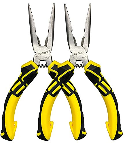 BOOSDEN 6.5 Needle Nose Pliers, 2 Pack, Spring Loaded, Long Nose, Jewelry Making