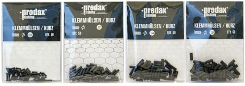 200 Predax Kurze Crimphülsen - Klemmhülsen Set für Stahlvorfächer, Quetschhülsen für Spinnmontagen